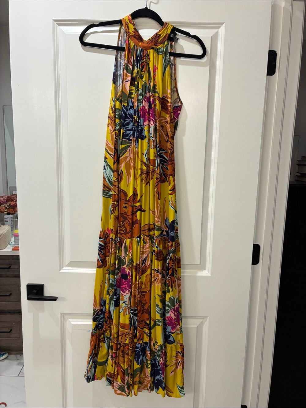 MSK Yellow Floral Halter Neck Maxi Dress